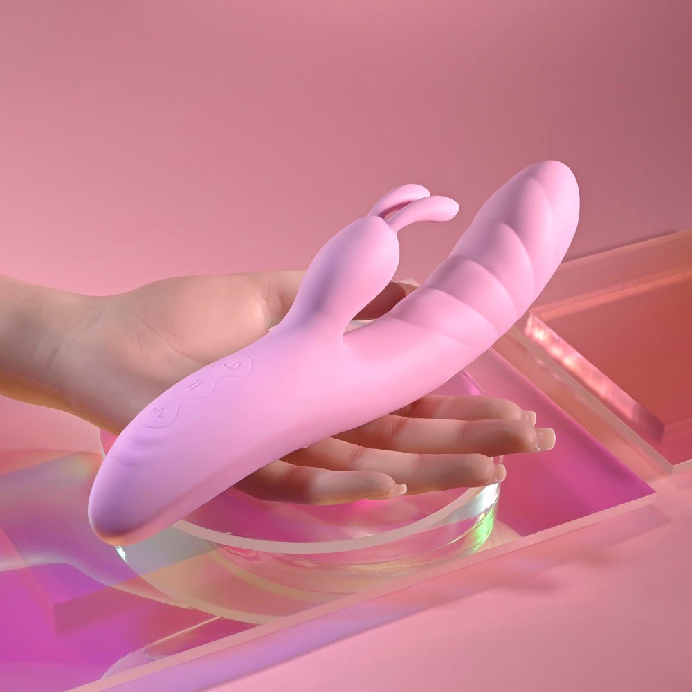 Playboy Pleasure RUB ME RIGHT - Pink 23.2 cm USB Rechargeable Thrusting Rabbit Vibrator - VIBRATORS - Mr and Mrs D's