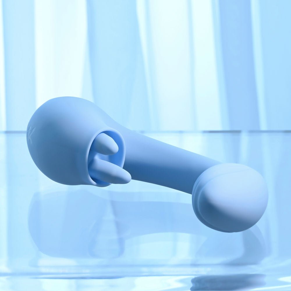 Playboy Pleasure SAPPHIRE SKY - Blue 21.6 cm USB Rechargeable Vibrator with Double Tongue Stimulator - Mr and Mrs D's