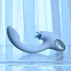 Playboy Pleasure SAPPHIRE SKY - Blue 21.6 cm USB Rechargeable Vibrator with Double Tongue Stimulator - Mr and Mrs D's