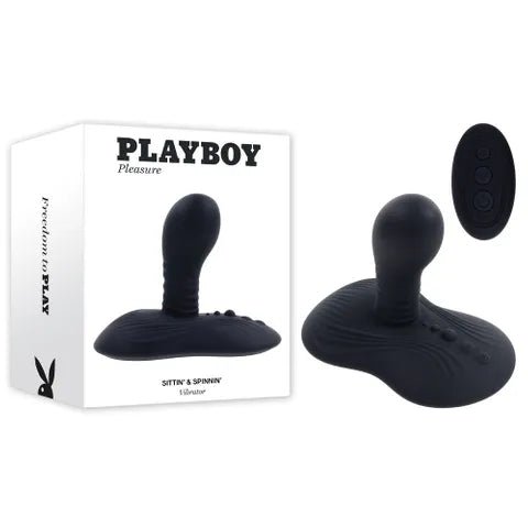 Playboy Pleasure SITTIN & SPINNIN - Spinning Vibrator & Grinder Pad with Remote Black USB Rechargeable - Mr and Mrs D's