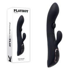 Playboy Pleasure THATS THE SPOT - Black 23.3 cm USB Rechargeable Rabbit Vibrator with G - Spot Tapper - Mr and Mrs D's