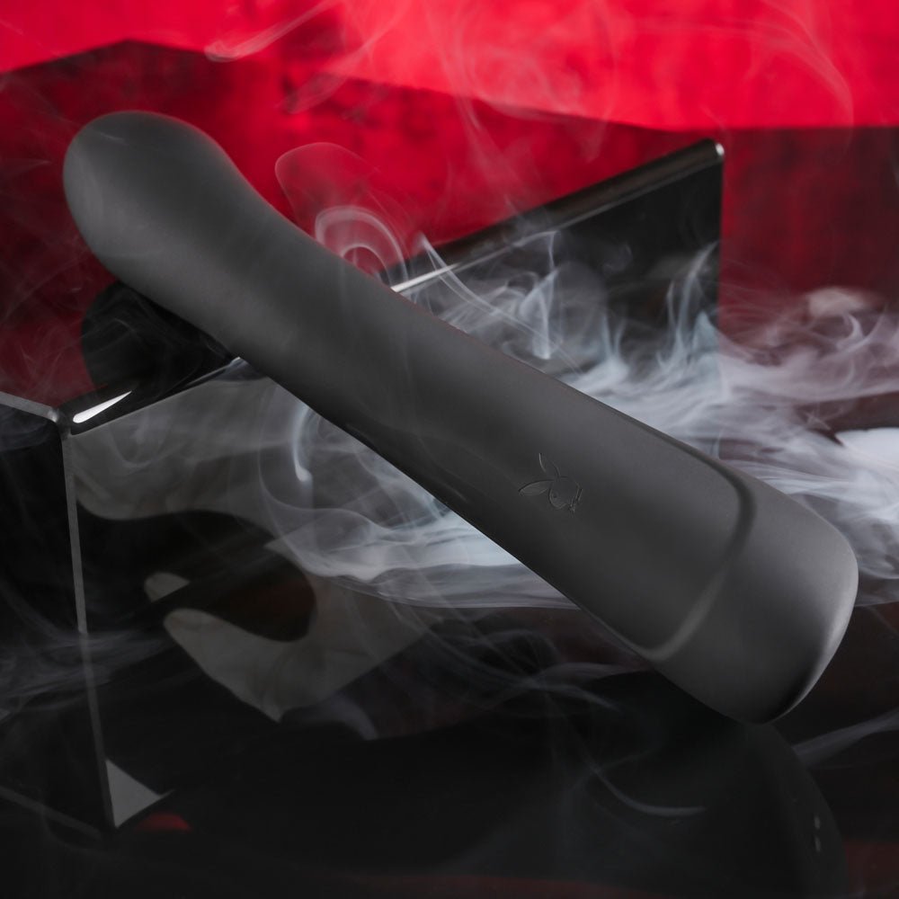 Playboy Pleasure THATS THE SPOT - Black 23.3 cm USB Rechargeable Rabbit Vibrator with G - Spot Tapper - VIBRATORS - Mr and Mrs D's