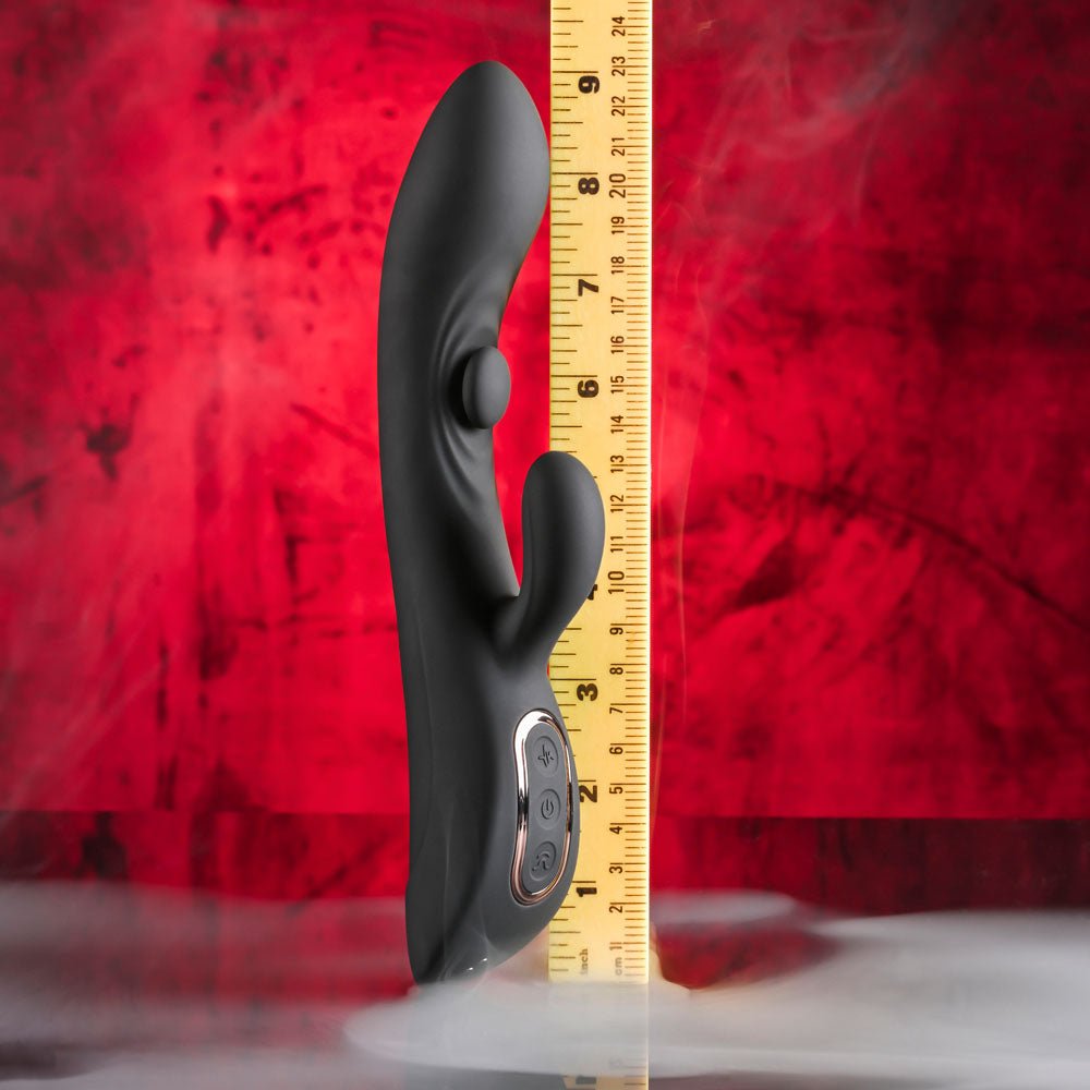 Playboy Pleasure THATS THE SPOT - Black 23.3 cm USB Rechargeable Rabbit Vibrator with G - Spot Tapper - VIBRATORS - Mr and Mrs D's
