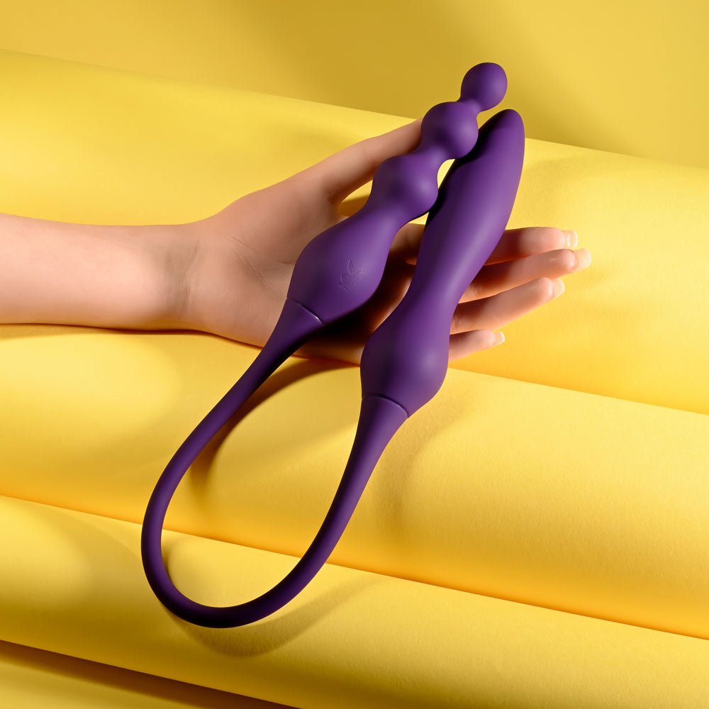Playboy Pleasure THIS & THAT Flexible Dual Ended Vibrator - Purple 60 cm USB Rechargeable - VIBRATORS - Mr and Mrs D's