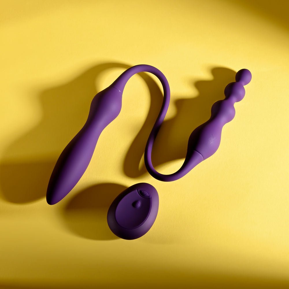 Playboy Pleasure THIS & THAT Flexible Dual Ended Vibrator - Purple 60 cm USB Rechargeable - VIBRATORS - Mr and Mrs D's