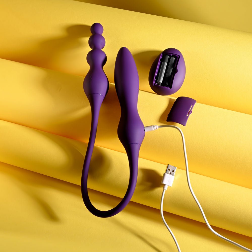 Playboy Pleasure THIS & THAT Flexible Dual Ended Vibrator - Purple 60 cm USB Rechargeable - VIBRATORS - Mr and Mrs D's