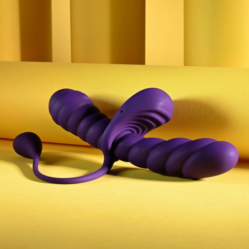 Playboy Pleasure TWISTED PLAYGROUND - Purple USB Rechargeable Vibrator and Cock Ring Kit - KITS - Mr and Mrs D's