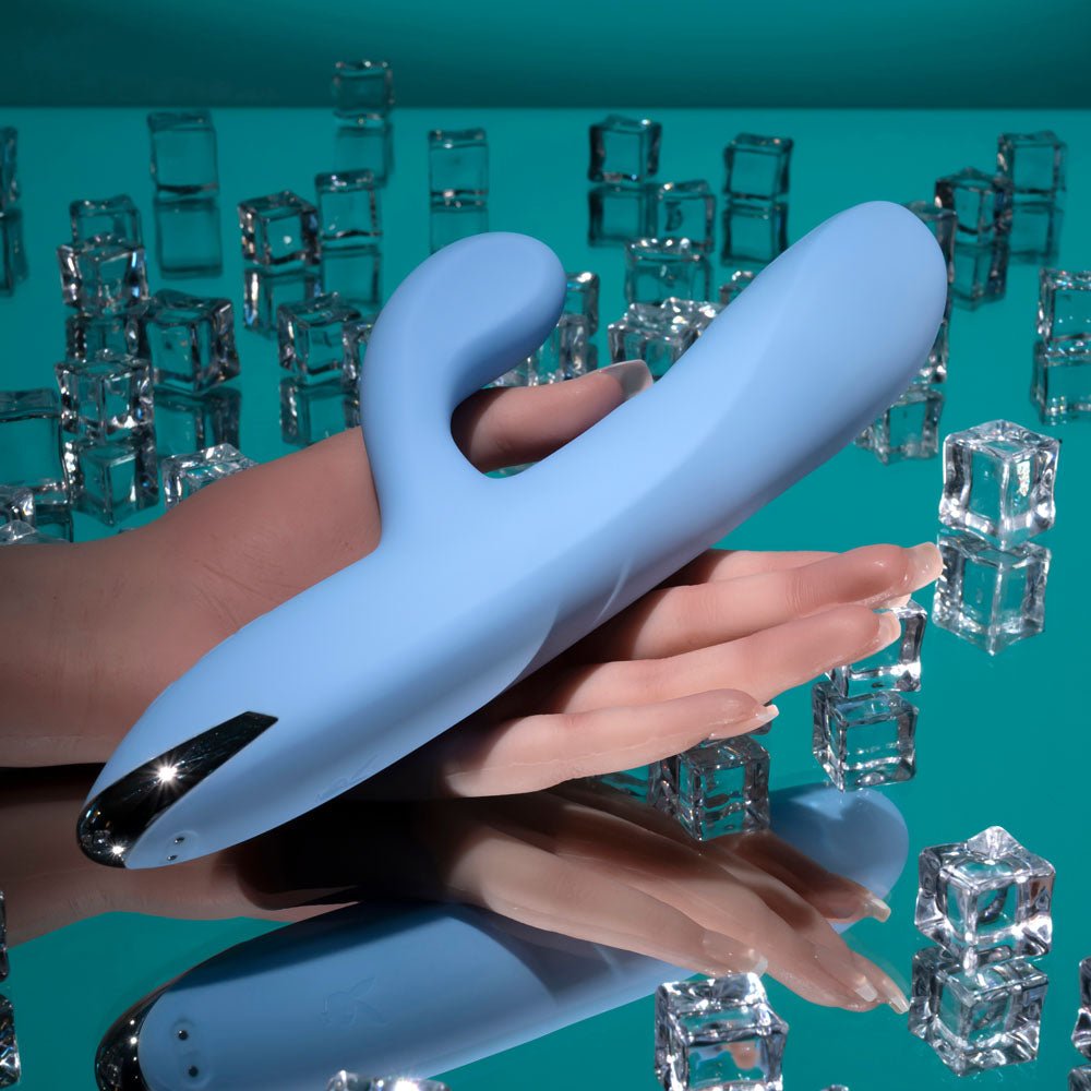 Playboy Pleasure UP AND AWAY - Blue 26.7 cm USB Rechargeable Rabbit Vibrator - Mr and Mrs D's