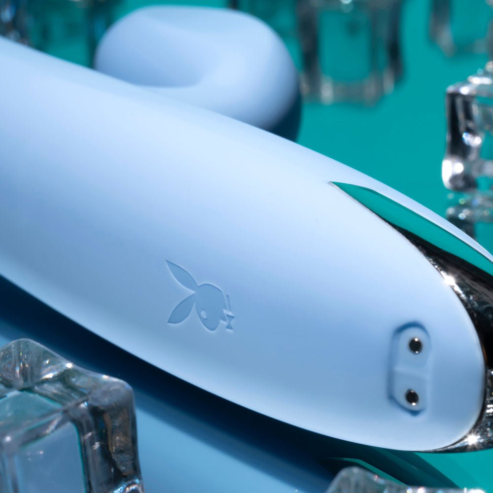 Playboy Pleasure UP AND AWAY - Blue 26.7 cm USB Rechargeable Rabbit Vibrator - Mr and Mrs D's