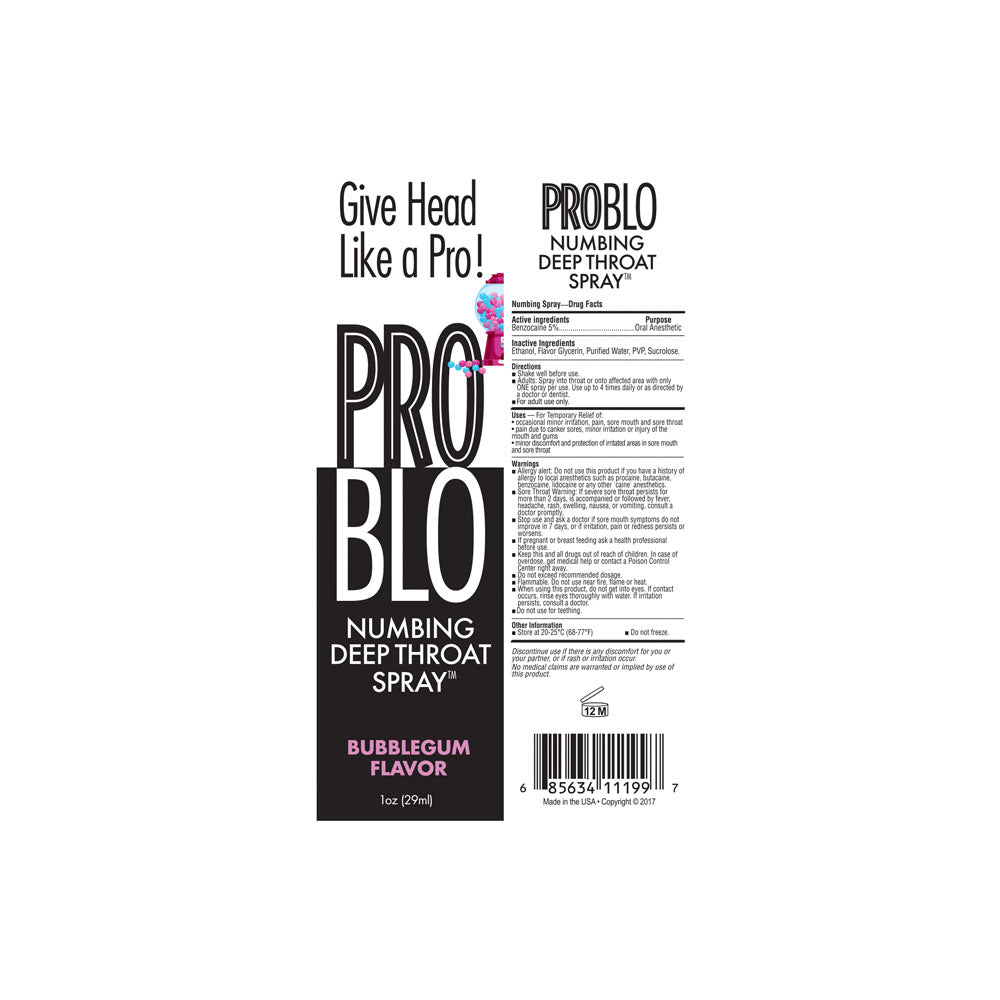 ProBlo Deep Throat Spray - Bubblegum - Bubblegum Flavoured Deep Throat Spray - 30 ml - NOVELTIES - Mr and Mrs D's