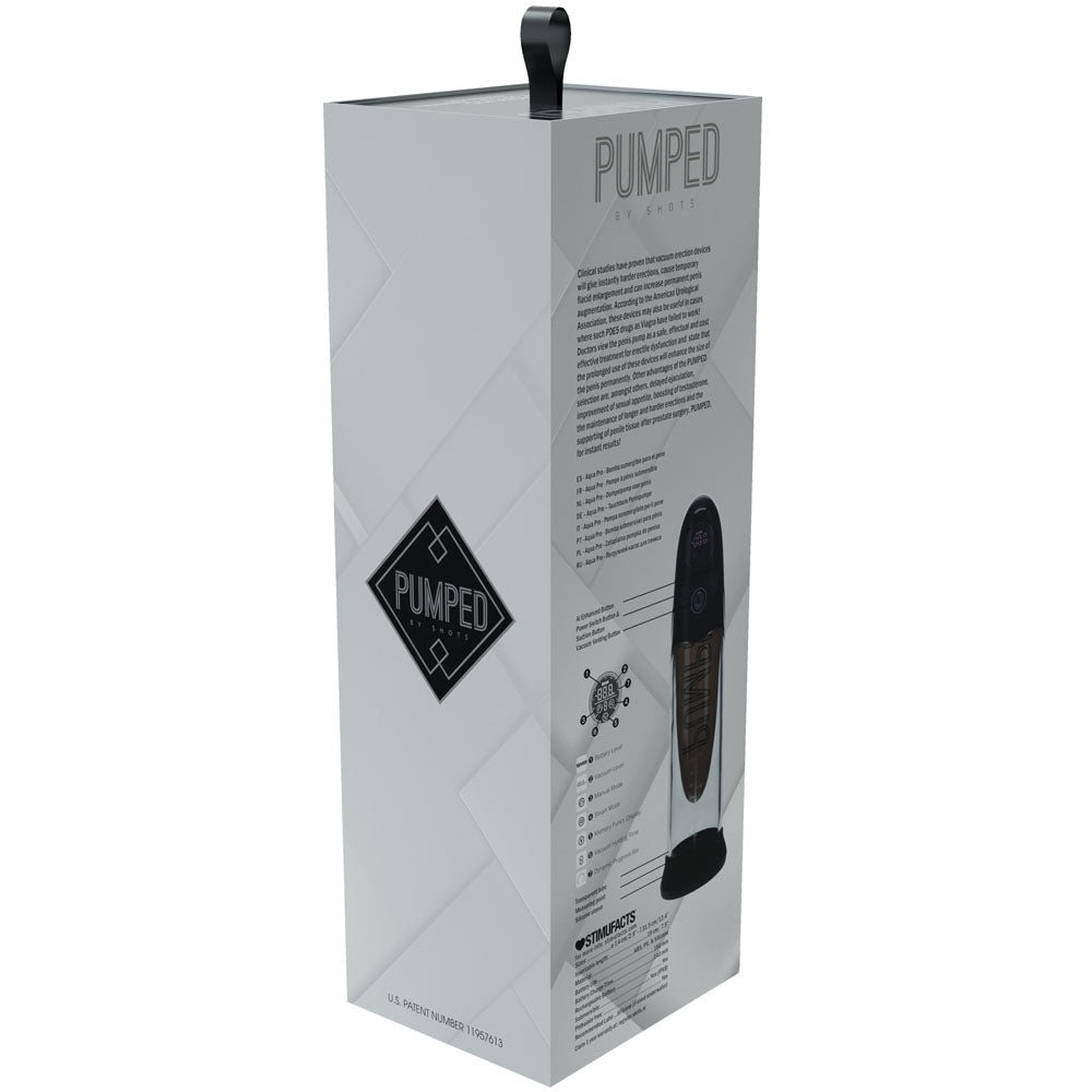 PUMPED Aqua - Pro AI - Enabled Submersible Auto Penis Pump - Black - Black/Clear USB Rechargeable - Mr and Mrs D's