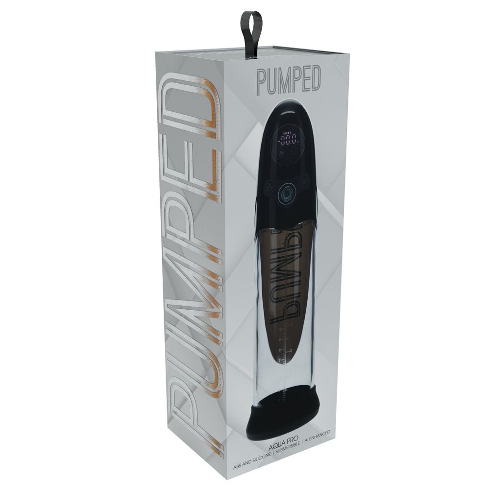PUMPED Aqua - Pro AI - Enabled Submersible Auto Penis Pump - Black - Black/Clear USB Rechargeable - Mr and Mrs D's