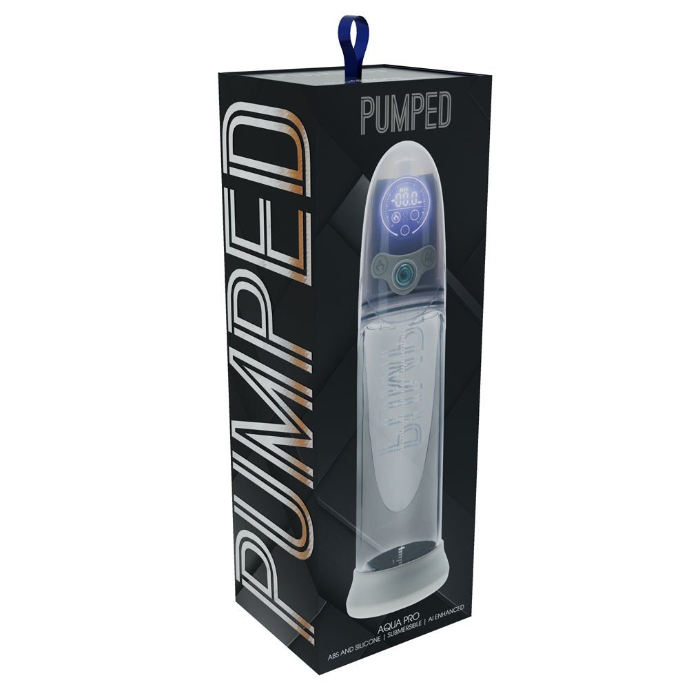 PUMPED Aqua - Pro AI - Enabled Submersible Auto Penis Pump - Grey/Clear USB Rechargeable - Mr and Mrs D's