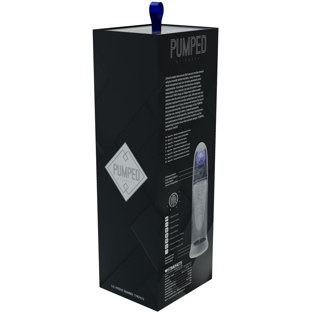 PUMPED Aqua - Pro AI - Enabled Submersible Auto Penis Pump - Grey/Clear USB Rechargeable - Mr and Mrs D's
