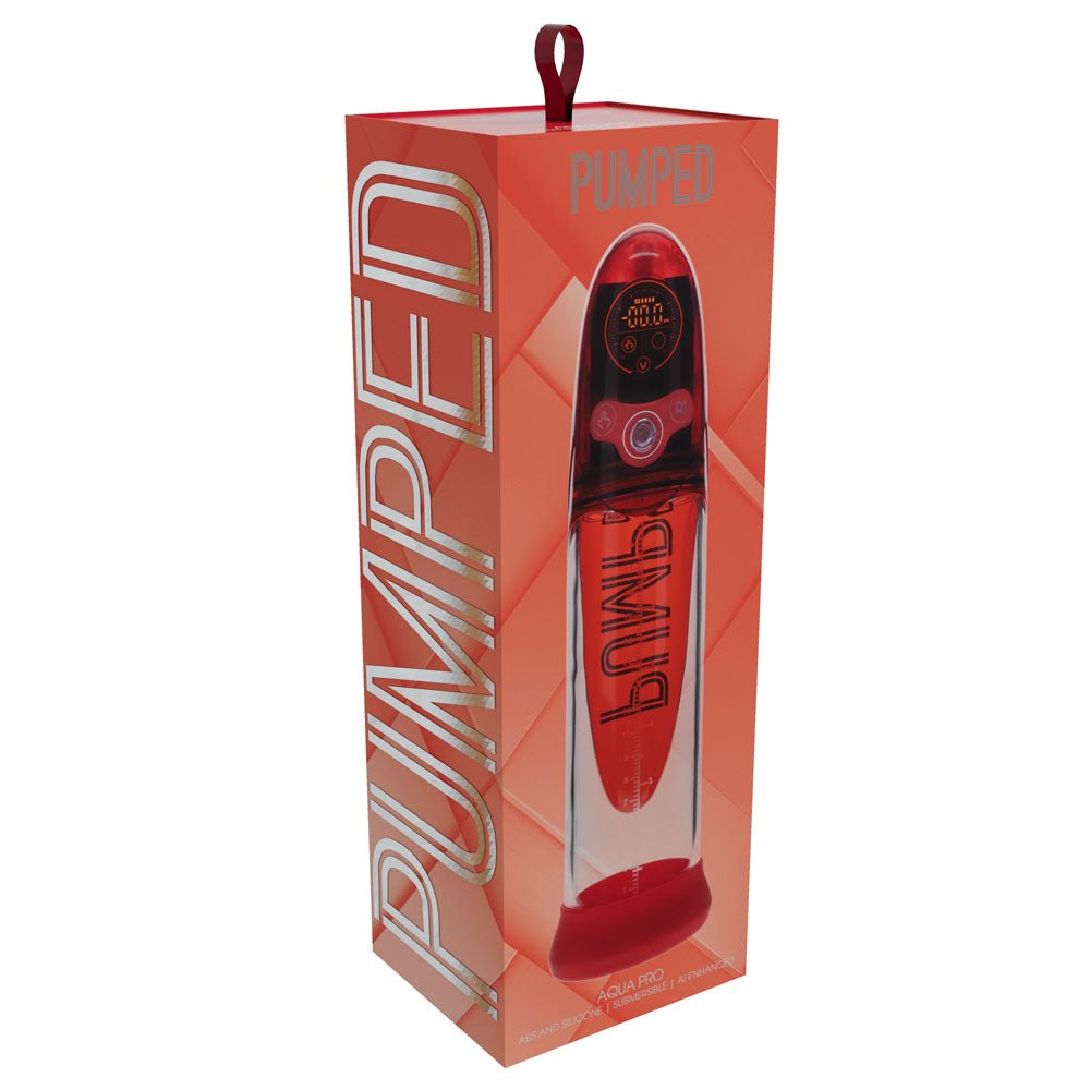 PUMPED Aqua - Pro Auto AI - Enabled Submersible Penis Pump - Red USB Rechargeable - Mr and Mrs D's