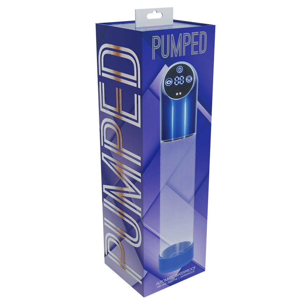 PUMPED Automatic Waterproof Penis Pump - Blue/Clear USB Rechargeable - Mr and Mrs D's