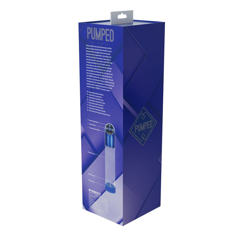 PUMPED Automatic Waterproof Penis Pump - Blue/Clear USB Rechargeable - Mr and Mrs D's