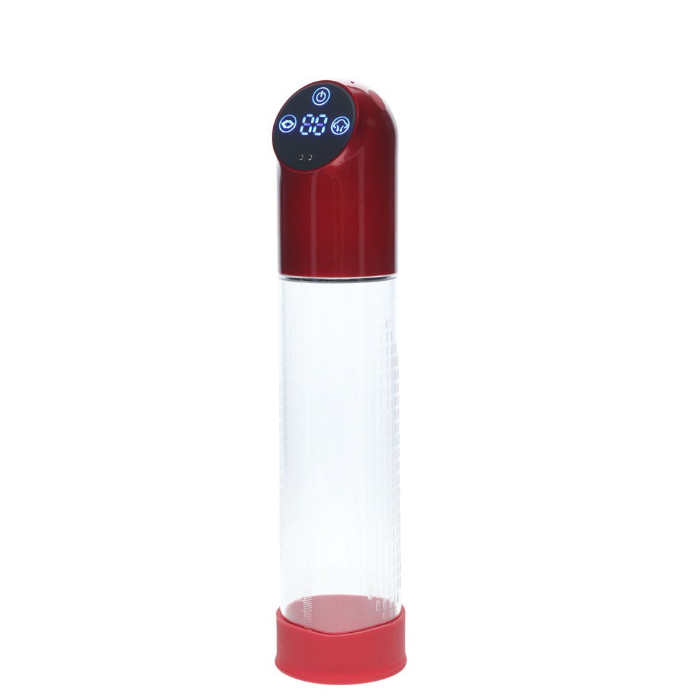 PUMPED Automatic Waterproof Penis Pump - Metal Red/Clear USB Rechargeable - Mr and Mrs D's