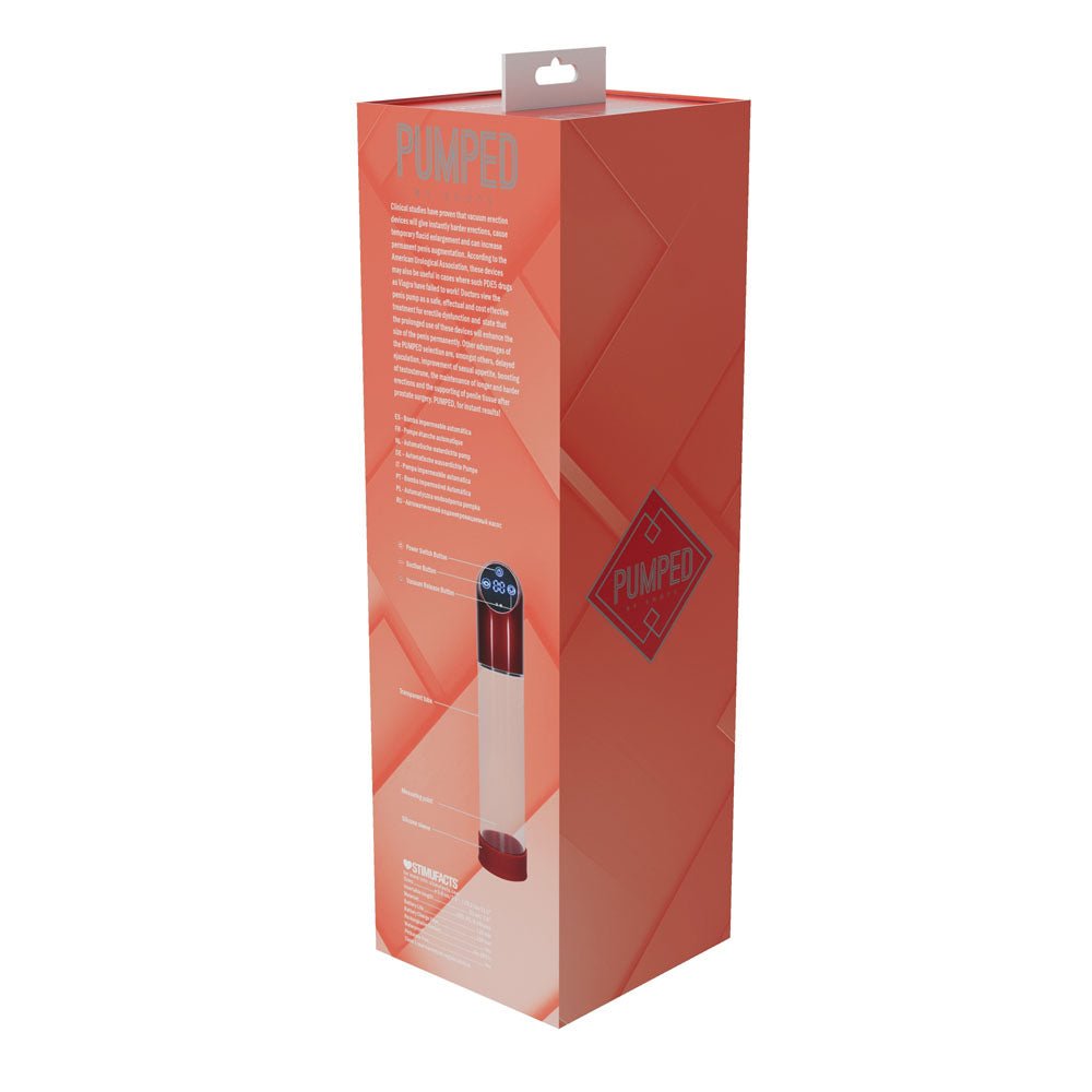 PUMPED Automatic Waterproof Penis Pump - Metal Red/Clear USB Rechargeable - Mr and Mrs D's