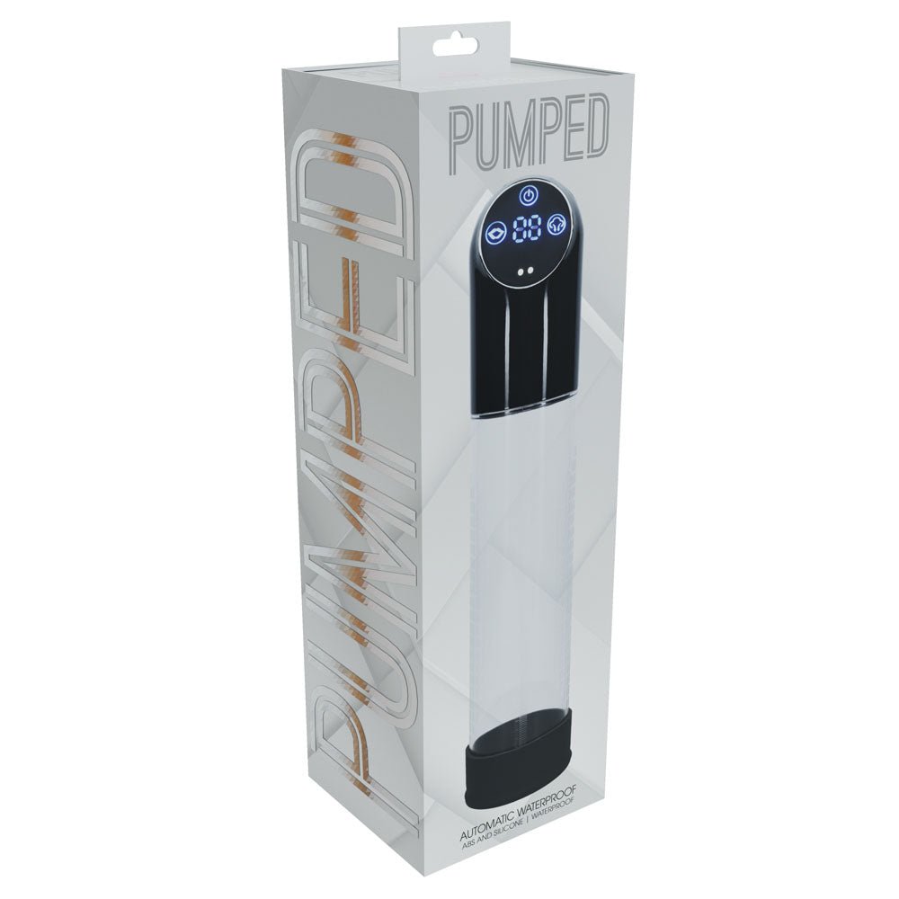 PUMPED Automatic Waterproof Pump - Black - Black/Clear USB Rechargeable Automatic Penis Pump - Mr and Mrs D's