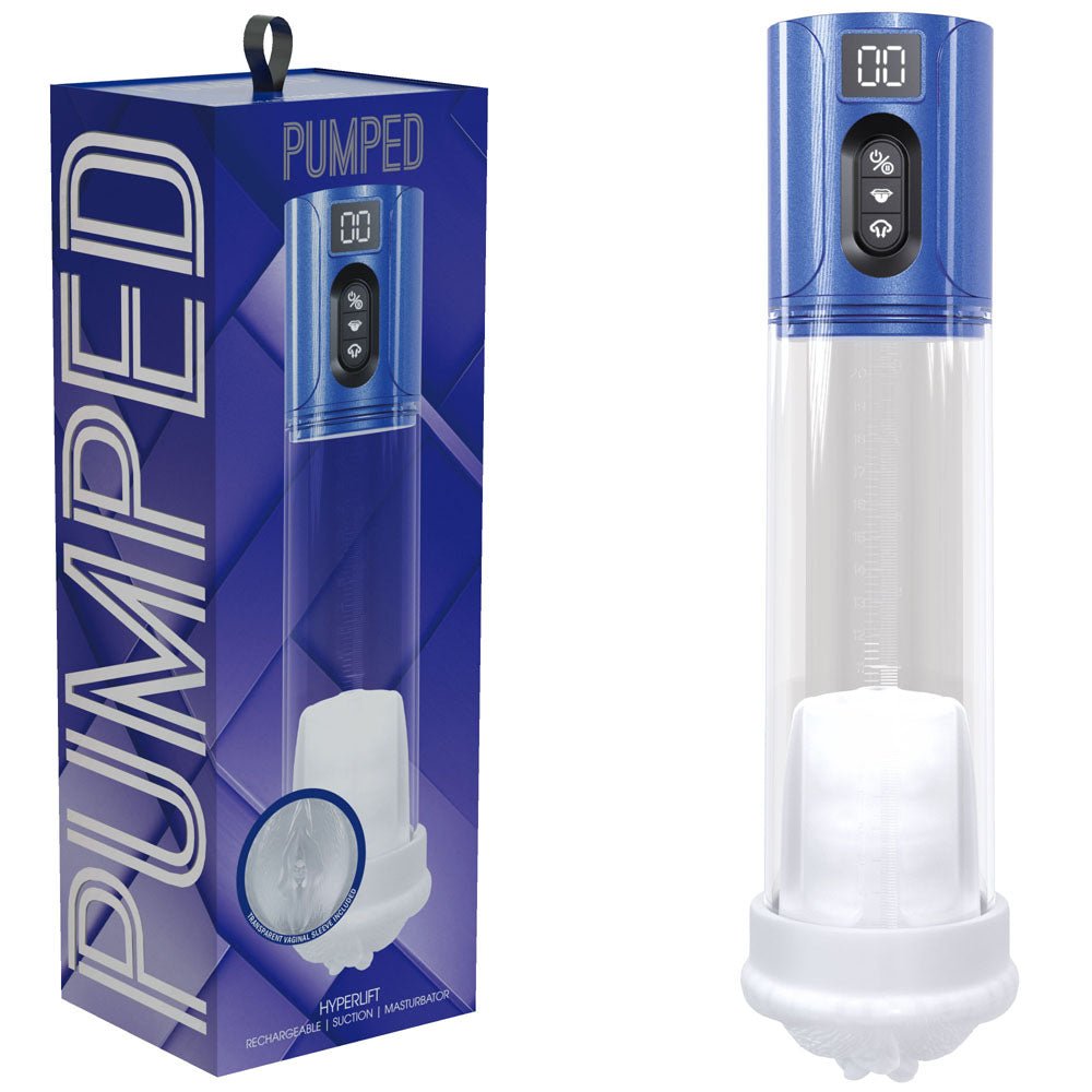 PUMPED HyperLift - Auto Penis Pump - Blue Metallic Blue/Clear USB Rechargeable - Mr and Mrs D's