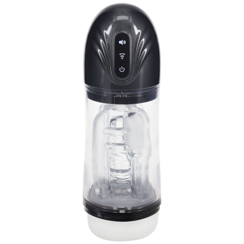 PUMPED SonicPull - Sucking And Vibrating Auto Masturbator Gunmetal Grey/Clear USB Rechargeable - Mr and Mrs D's