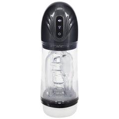 PUMPED SonicPull - Sucking And Vibrating Auto Masturbator Gunmetal Grey/Clear USB Rechargeable - Mr and Mrs D's