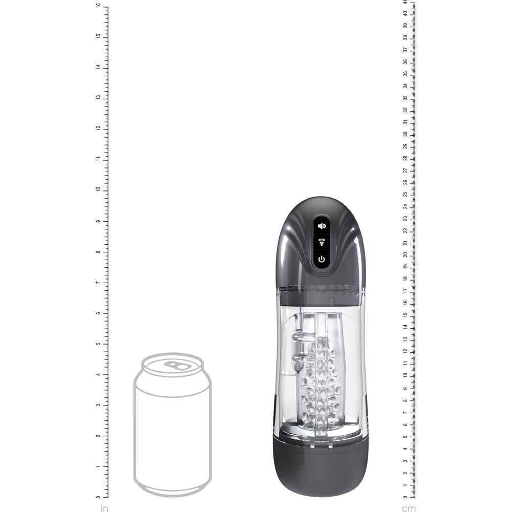 PUMPED SonicPull - Sucking And Vibrating Auto Masturbator Gunmetal Grey/Clear USB Rechargeable - Mr and Mrs D's