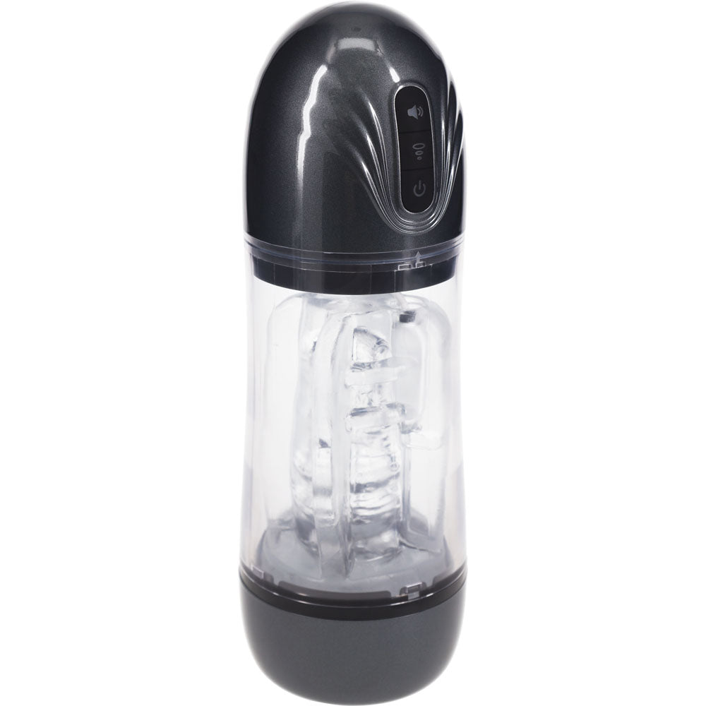 PUMPED SonicPull - Sucking And Vibrating Auto Masturbator Gunmetal Grey/Clear USB Rechargeable - Mr and Mrs D's