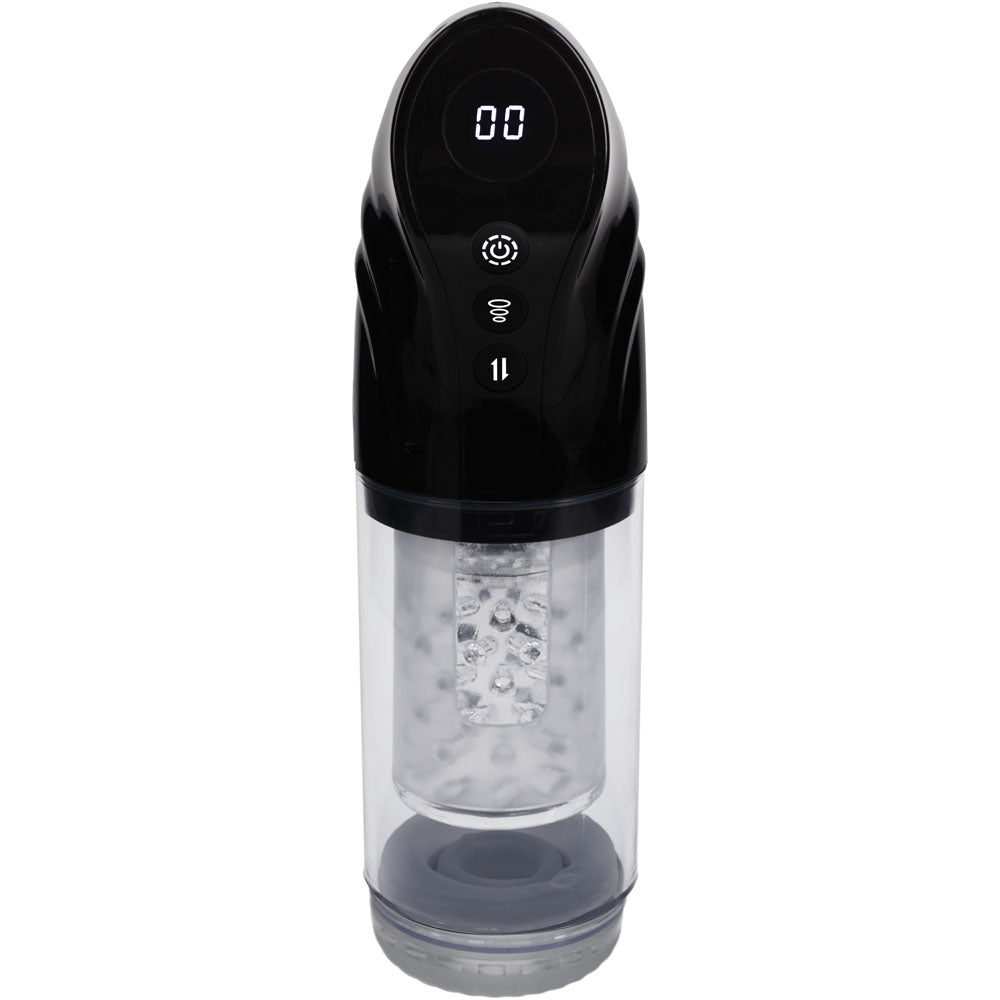 PUMPED Strokemate - Sucking Rotating and Thrusting Auto Masturbator Black/Clear USB Rechargeable - Mr and Mrs D's