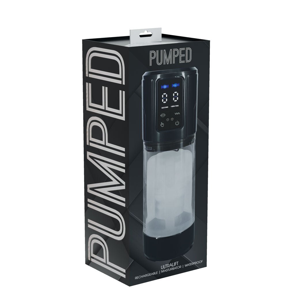 PUMPED UltraLift Automatic Masturbator - Gunmetal Grey/Clear USB Rechargeable - Mr and Mrs D's