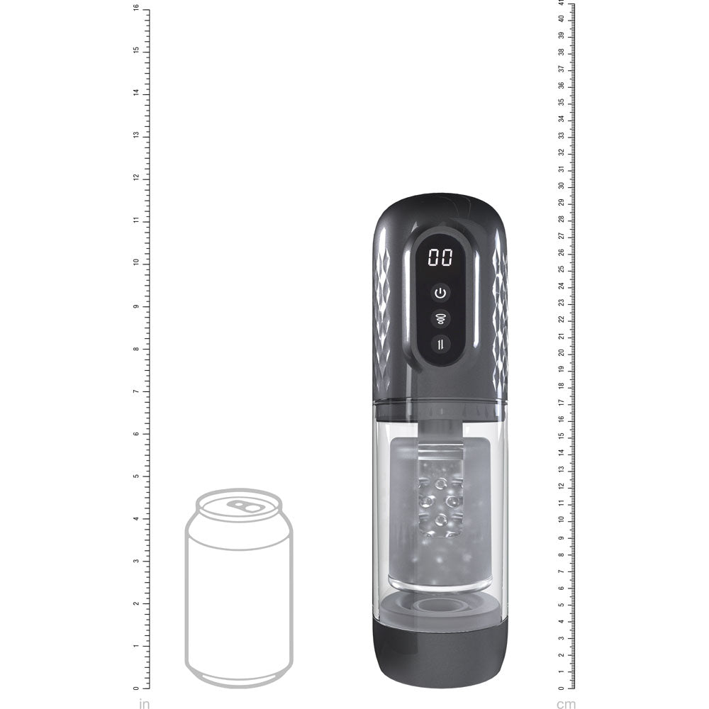 PUMPED Vortex - Sucking Rotating and Thrusting Auto Masturbator Gunmetal Grey/Clear USB Rechargeable - Mr and Mrs D's