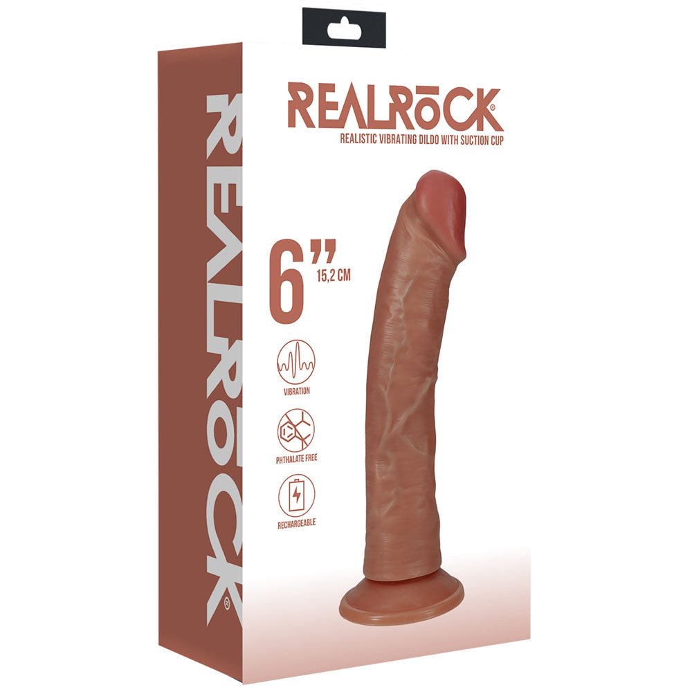 REALROCK 15cm Vibrating Cock - Tan - DONGS - Mr and Mrs D's