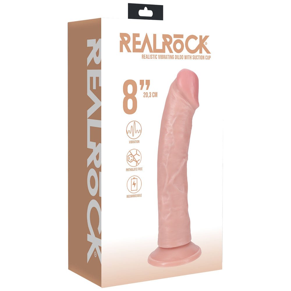 REALROCK 20cm Vibrating Cock - Flesh Dildo - DONGS - Mr and Mrs D's