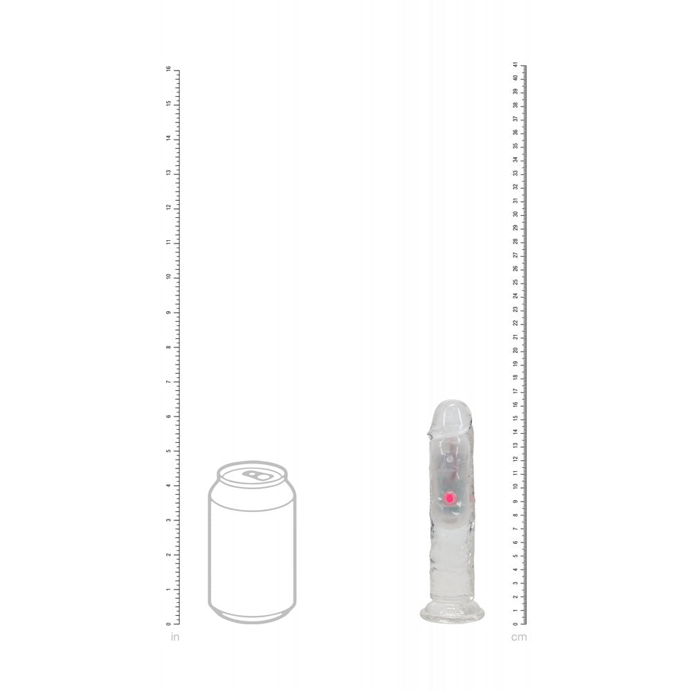 REALROCK 6'' No Balls Wireless Rechargeable LED Vibrating Dong - Clear with LED 16.5 cm USB Rechargeable Vibrating Dong with Remote - DONGS - Mr and Mrs D's