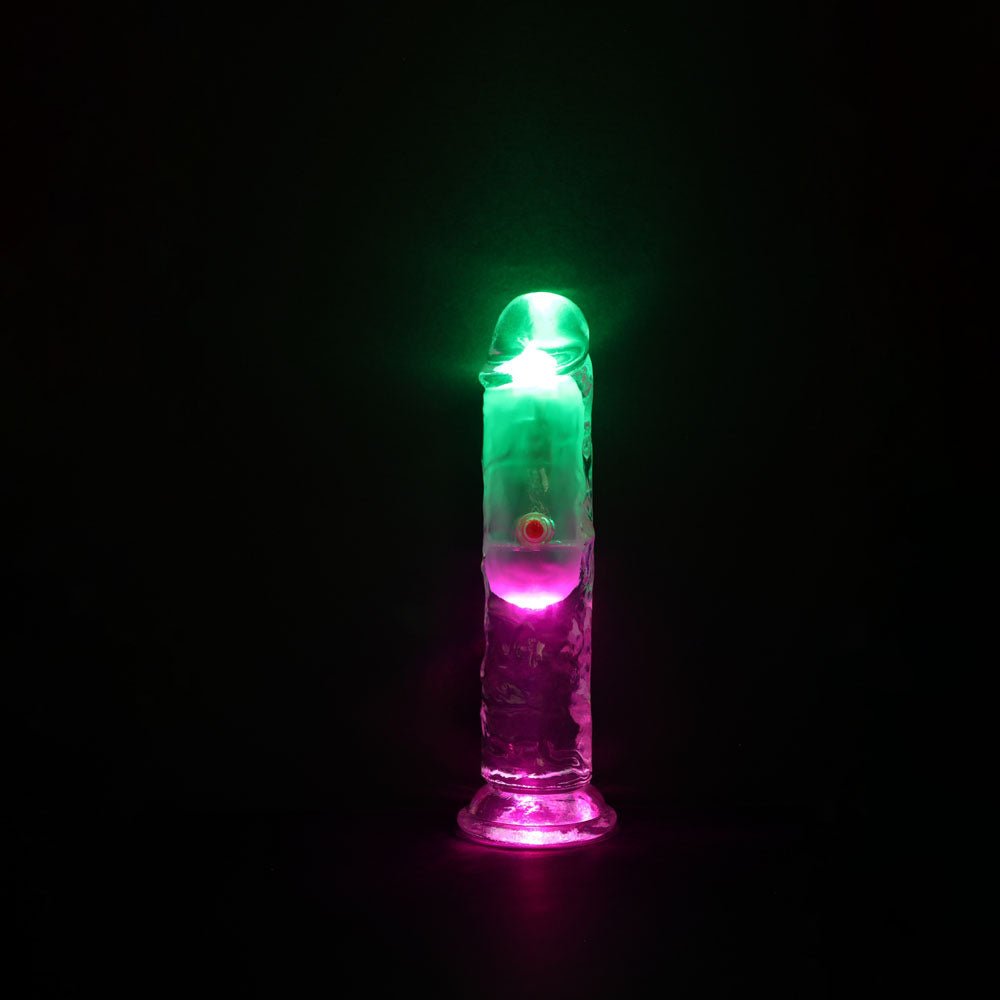 REALROCK 6'' No Balls Wireless Rechargeable LED Vibrating Dong - Clear with LED 16.5 cm USB Rechargeable Vibrating Dong with Remote - DONGS - Mr and Mrs D's