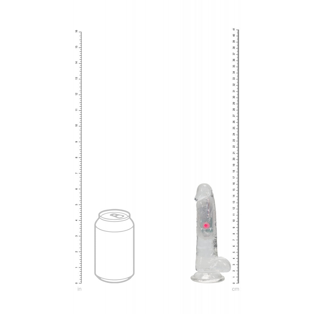 REALROCK 6'' with Balls Wireless Rechargeable LED Vibrating Dong - Clear with LED 16.2 cm USB Rechargeable Vibrating Dong with Remote - Mr and Mrs D's