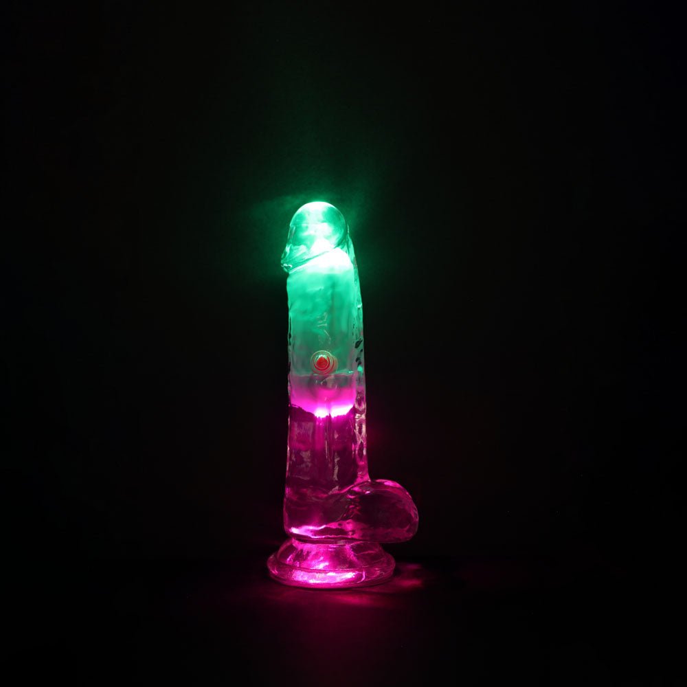 REALROCK 6'' with Balls Wireless Rechargeable LED Vibrating Dong - Clear with LED 16.2 cm USB Rechargeable Vibrating Dong with Remote - Mr and Mrs D's