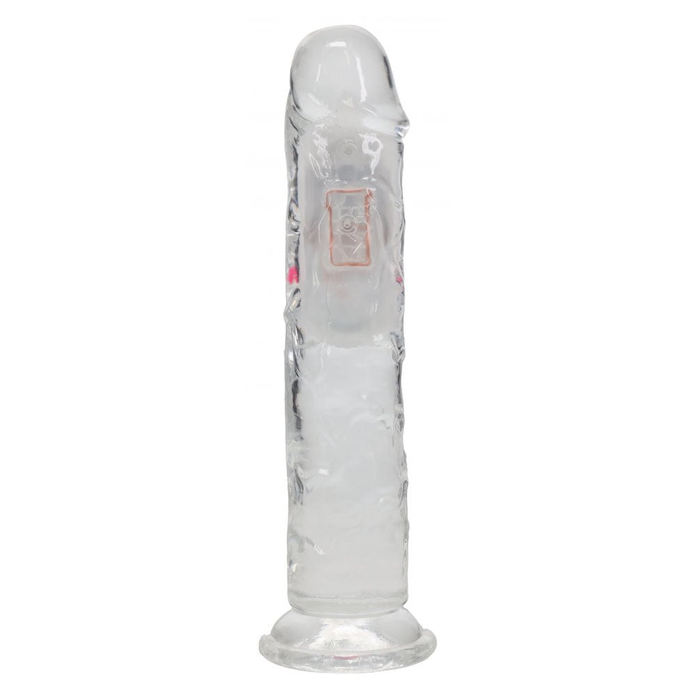 REALROCK 7'' No Balls Wireless Rechargeable LED Vibrating Dong - Clear with LED 20 cm USB Rechargeable Vibrating Dong with Remote - Mr and Mrs D's