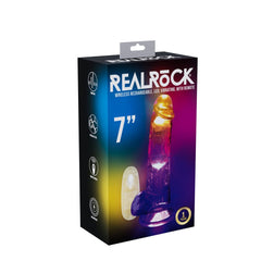 REALROCK 7'' with Balls Wireless Rechargeable LED Vibrating Dong - Clear with LED 19.5 cm USB Rechargeable Vibrating Dong with Remote - Mr and Mrs D's