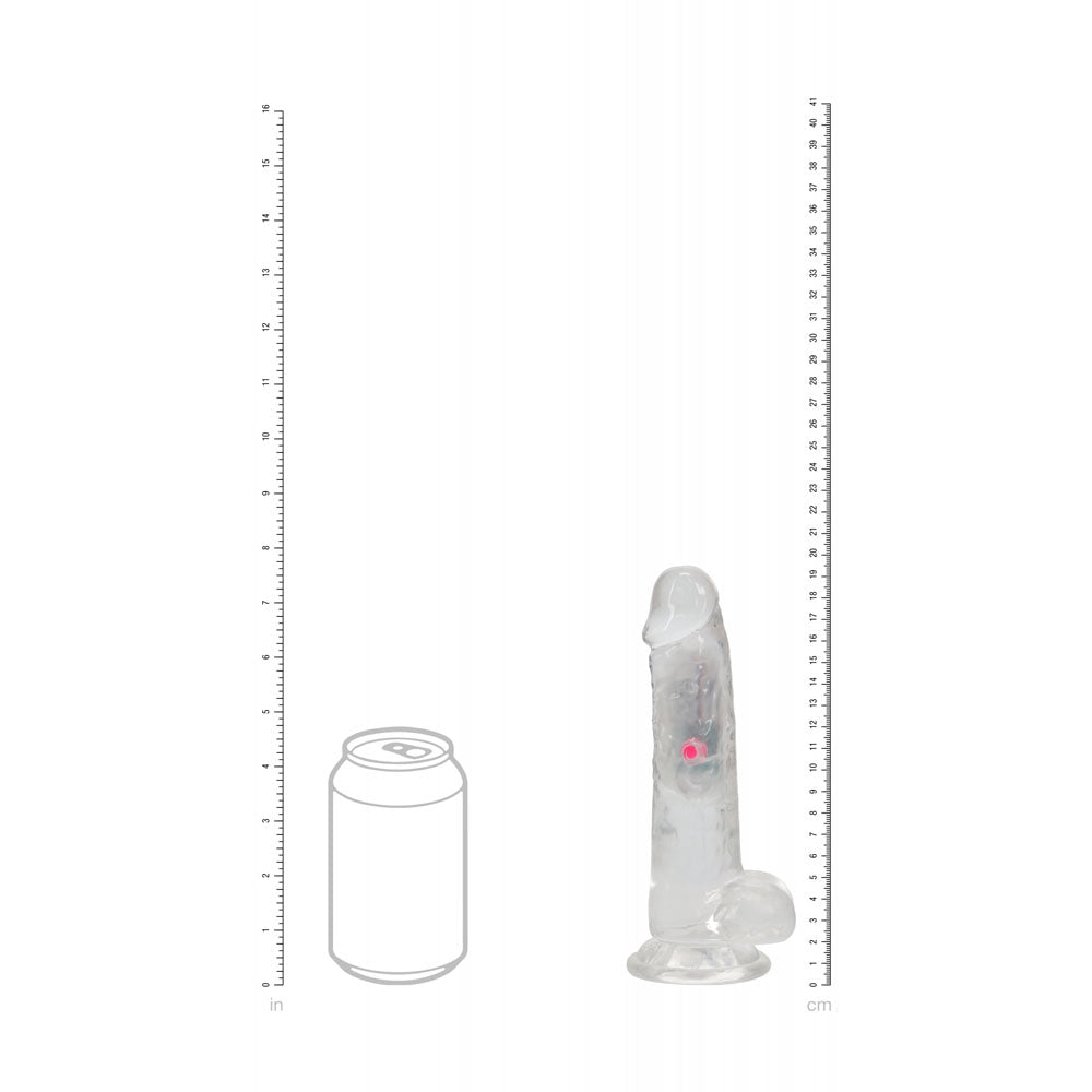REALROCK 7'' with Balls Wireless Rechargeable LED Vibrating Dong - Clear with LED 19.5 cm USB Rechargeable Vibrating Dong with Remote - Mr and Mrs D's