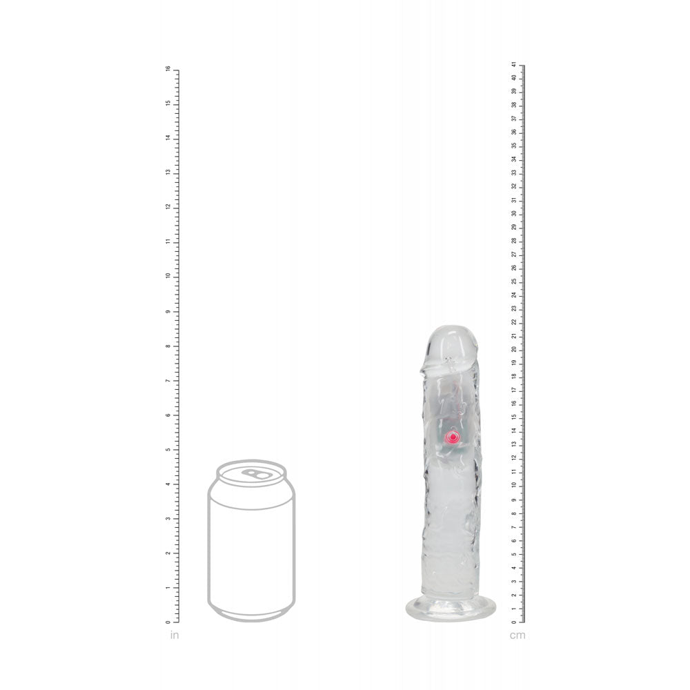 REALROCK 8'' Clear Wireless LED Vibrating Dong – USB Rechargeable 22cm with Remote - Mr and Mrs D's
