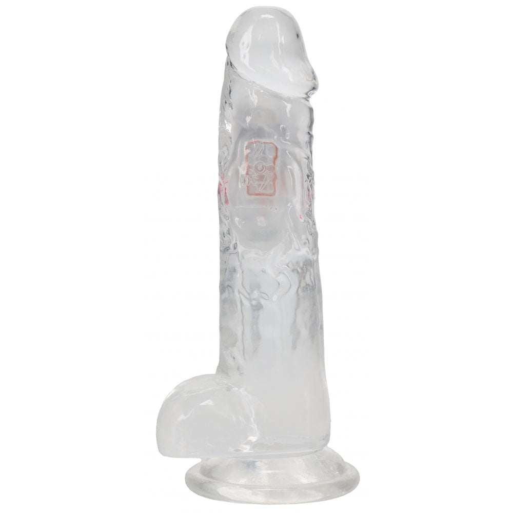REALROCK 8'' with Balls Wireless Rechargeable LED Vibrating Dong - Clear with LED 22.5 cm USB Rechargeable Vibrating Dong with Remote - Mr and Mrs D's