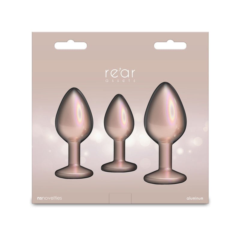 Rear Assets Metallic Butt Plugs Trainer Kit - Iridescent Champagne - Set of 3 Sizes - ANAL TOYS - Mr and Mrs D's