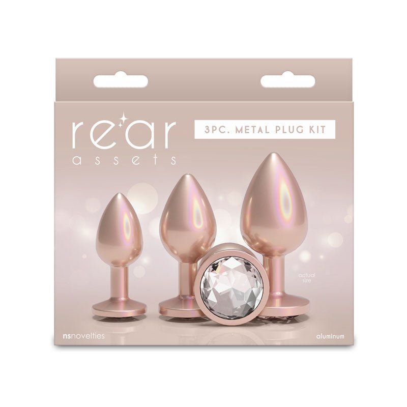 Rear Assets Metallic Butt Plugs Trainer Kit - Iridescent Champagne - Set of 3 Sizes - ANAL TOYS - Mr and Mrs D's