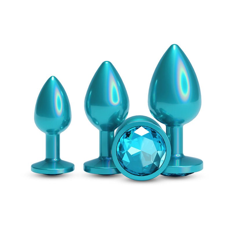 Rear Assets Metallic Butt Plugs Trainer Kit - Iridescent Teal - Set of 3 Sizes - ANAL TOYS - Mr and Mrs D's