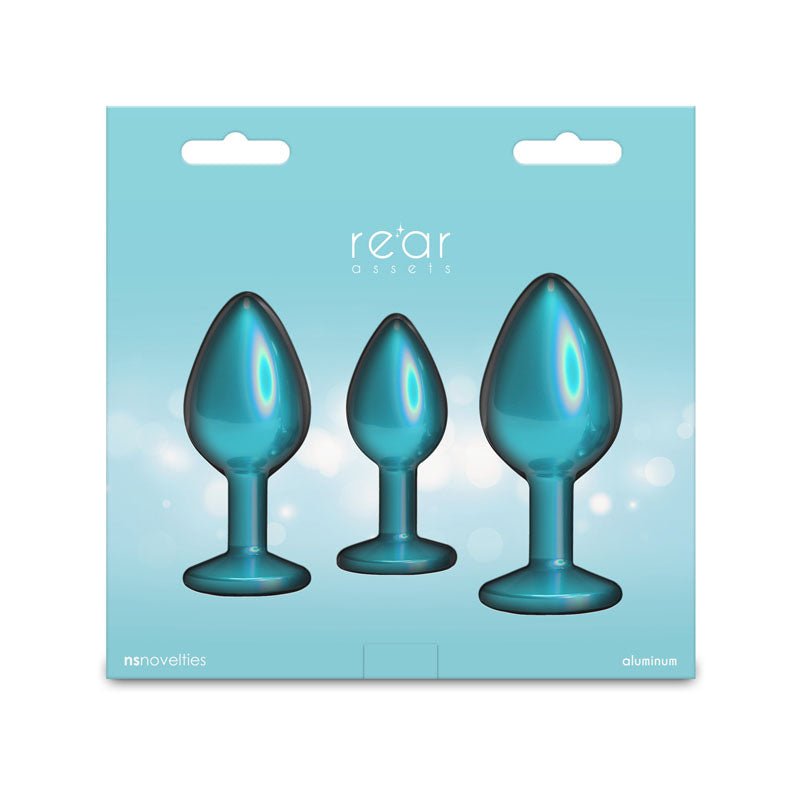 Rear Assets Metallic Butt Plugs Trainer Kit - Iridescent Teal - Set of 3 Sizes - ANAL TOYS - Mr and Mrs D's