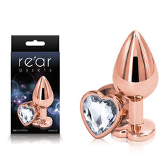 Rear Assets Rose Gold Heart Medium Butt Plug - Clear - Mr and Mrs D's