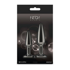 Rear Assets Tapered Trainer Kit - Gunmetal Grey Metal Butt Plugs - Set of 2 Sizes - ANAL TOYS - Mr and Mrs D's