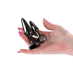 Rear Assets Tapered Trainer Kit - Gunmetal Grey Metal Butt Plugs - Set of 2 Sizes - ANAL TOYS - Mr and Mrs D's